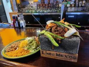 molcajete and rice and beans