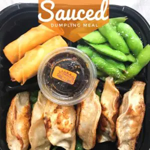 fried Chicken dumplings Veggie spring rolls Steamed edamame