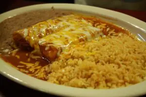 rice and cheesy enchiladas