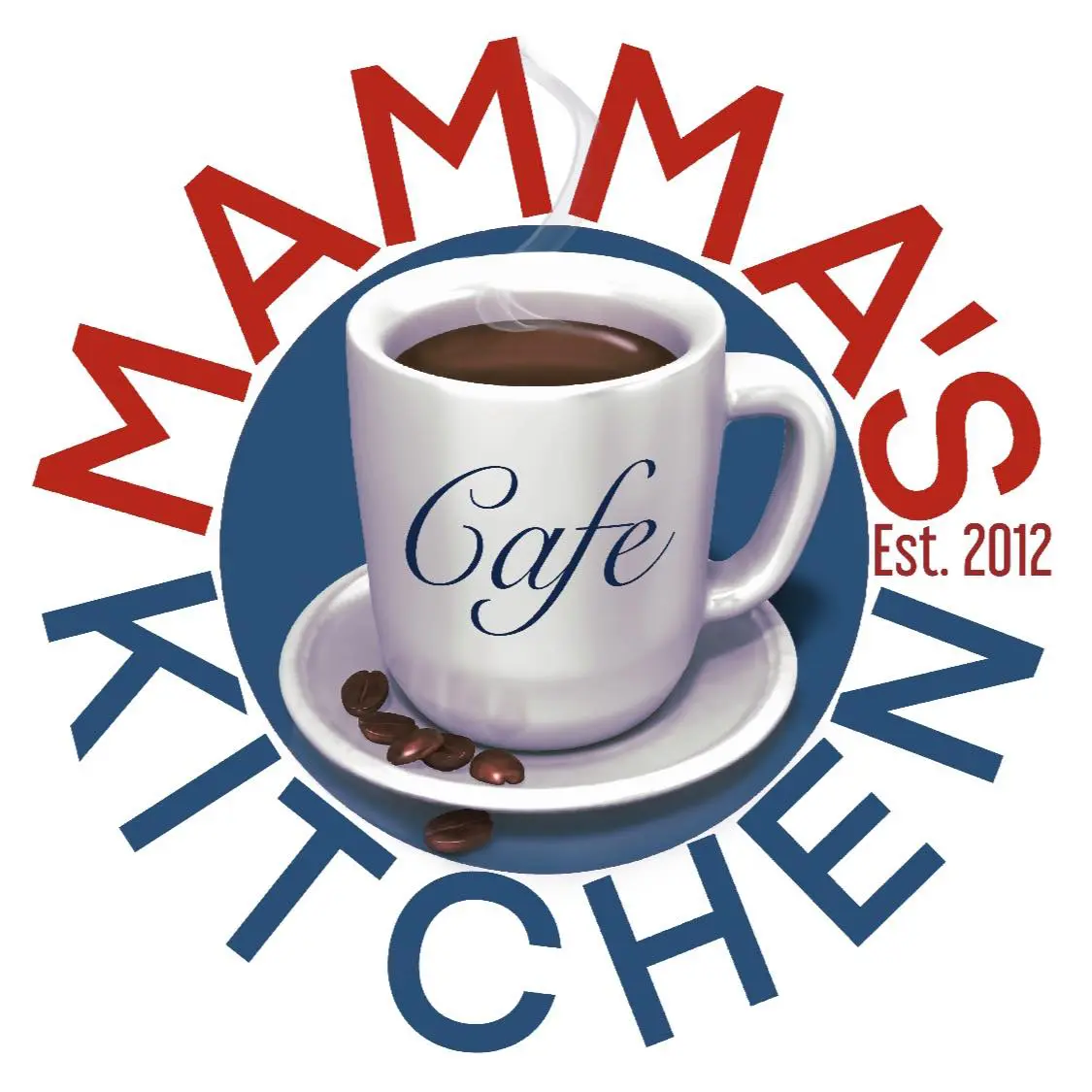 Mamma's Kitchen cafe logo, coffee cup