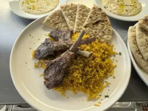 lamb with rice and pita